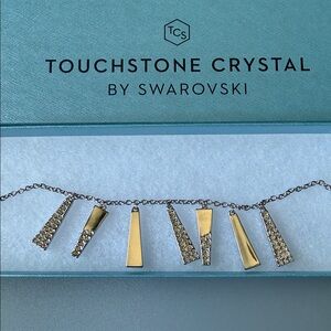 Touchstone Crystal Stick Around Sparkling Bar Pendant Necklace